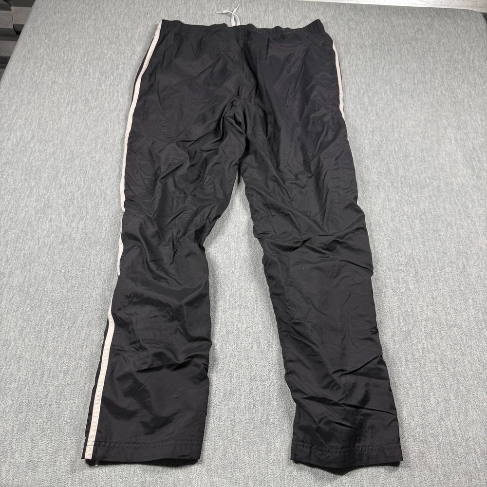 Adidas Pants Mens Large Black Track Pants Elastic Waist Mesh Lined 3 Stripe Run - Picture 8 of 9